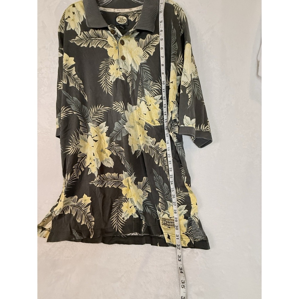 Tommy Bahama 90's Hawaiian Polo XL Yellow Floral 100% Cotton Beach Resort - Picture 4 of 7